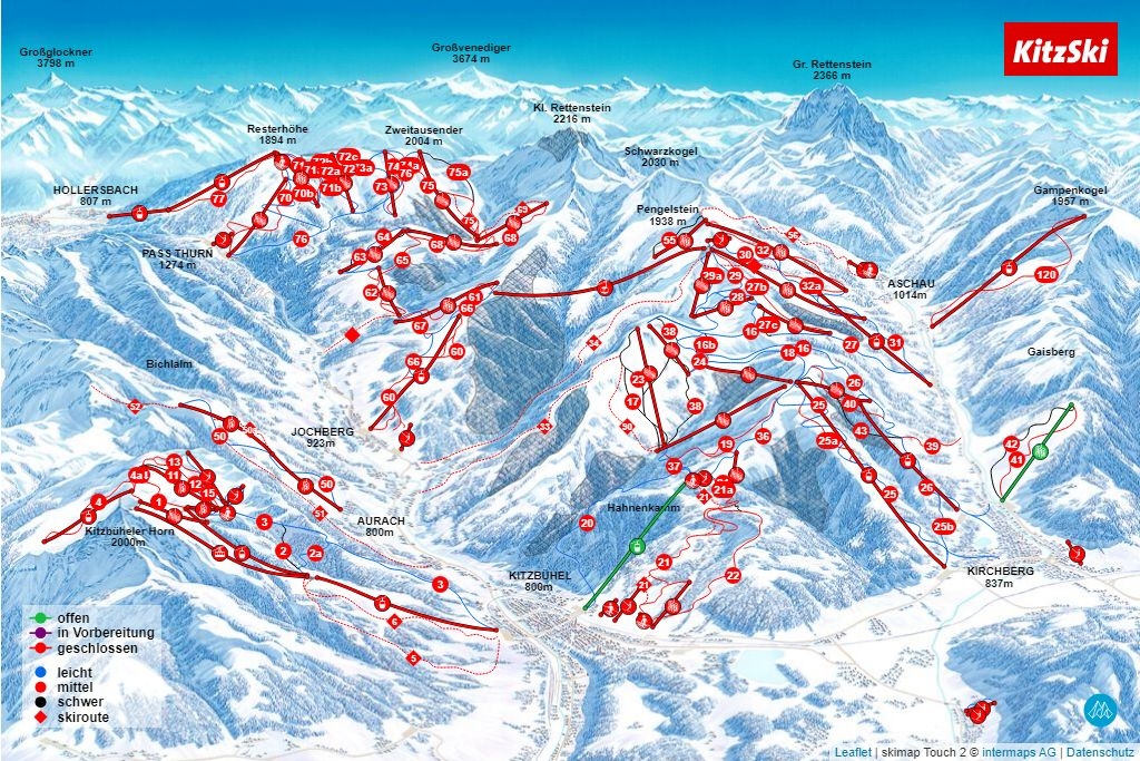 iSKI - Skigebiet Mittersill - Paß Thurn - Kitzbühel - closed