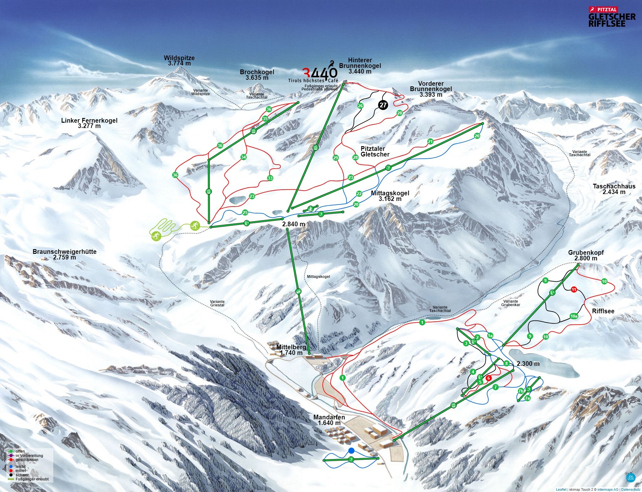 Pitztal Pistenplan / Klicken sie auf die karte um den pistenplan zu