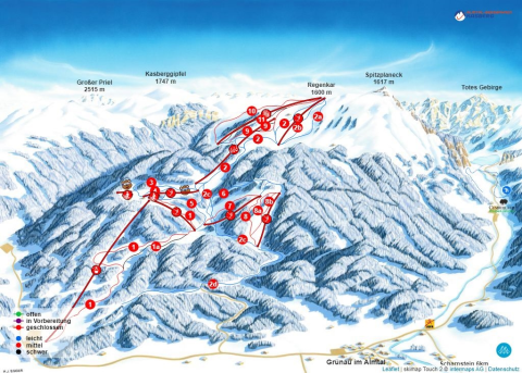 Grünau im Almtal Skigebiet Karte