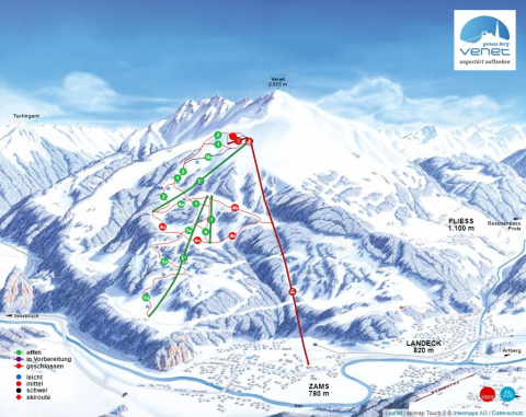 Zams Skigebiet Karte