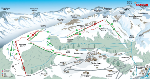 Grächen Skigebiet Karte