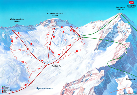 Garmisch-Partenkirchen Skigebiet Karte