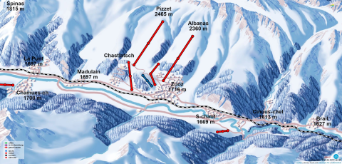Sankt Moritz Skigebiet Karte