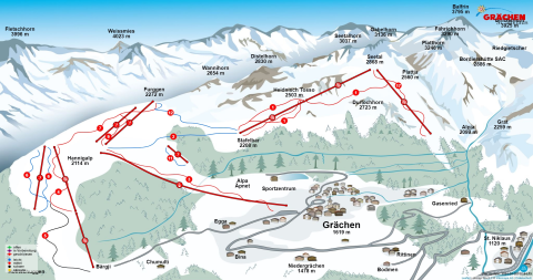 Grächen Skigebiet Karte