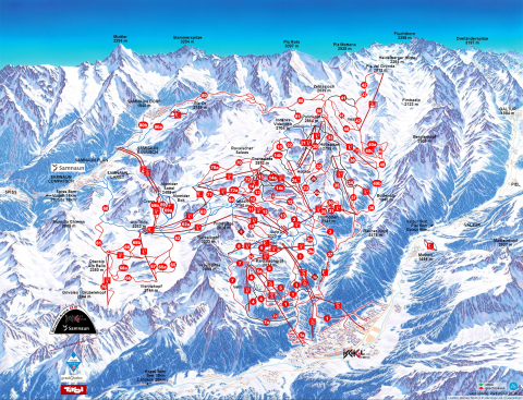 Samnaun Dorf Skigebiet Karte