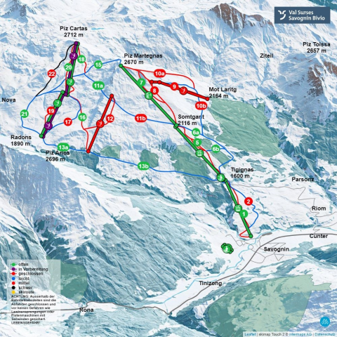 Savognin Skigebiet Karte